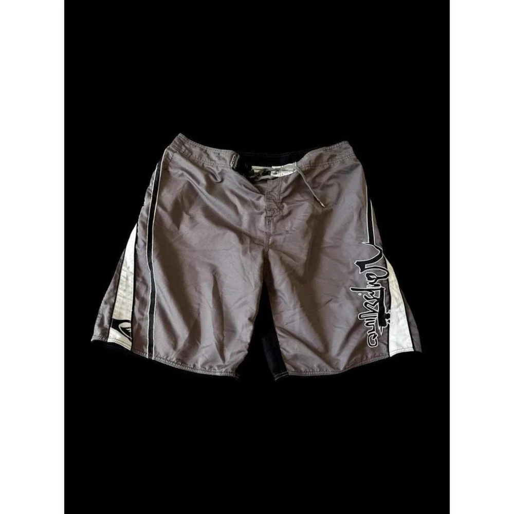 Vintage 90s Quicksilver Surf Board‎ Shorts Swim Trunks 38 Black Surfwear